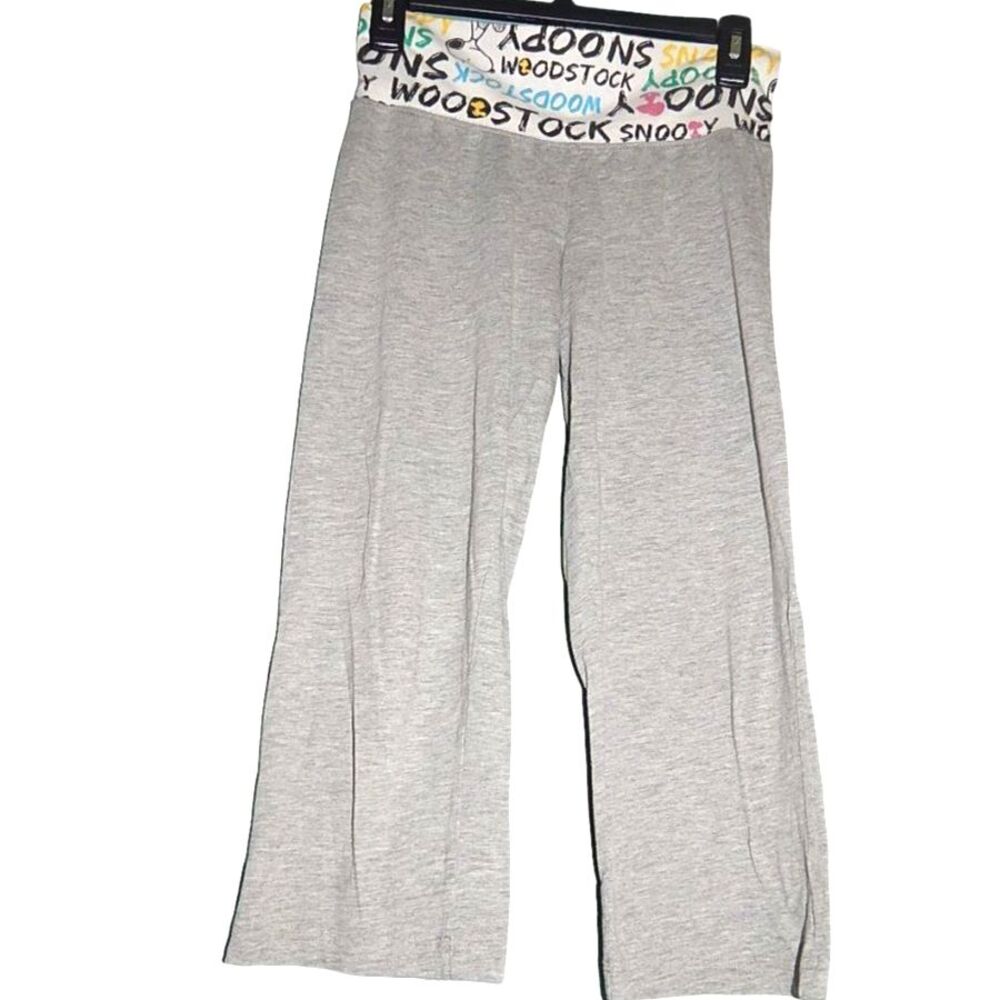 Peanuts women's junior's x-small Snoopy stretchy gray pajama loose capri pants